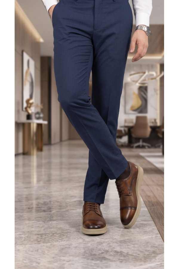 Erkek Taba Rengi Deri Kalın Tabanlı Smart Casual Bağcıklı Ayakkabı