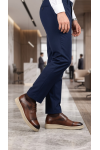 Erkek Taba Rengi Deri Kalın Tabanlı Smart Casual Bağcıklı Ayakkabı