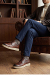 Erkek Taba Rengi Deri Kalın Tabanlı Smart Casual Bağcıklı Ayakkabı