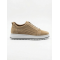 Erkek Taba Süet Günlük Ayakkabı - Kalın Beyaz Tabanlı Dalga Desenli Sneaker