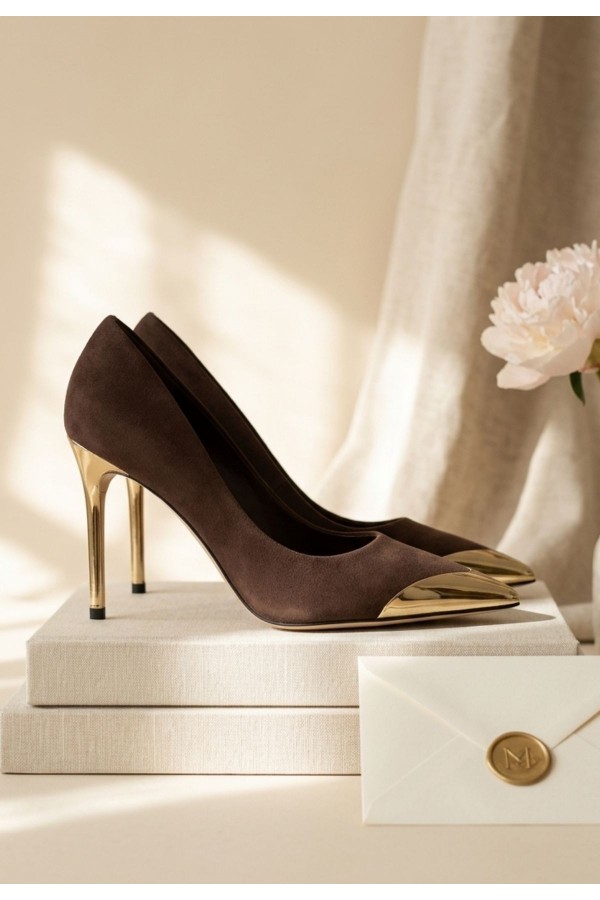 Alis Kahverengi Saten Stiletto Ayakkabı