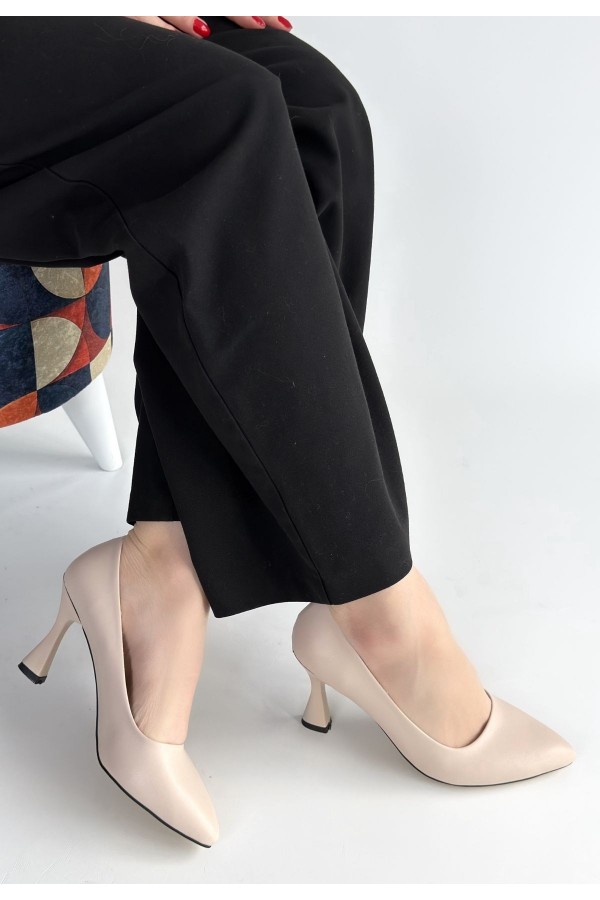 Ulba Bej Cilt Stiletto Ayakkabı