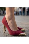 Norji Bordo Saten Stiletto Ayakkabı Norji Bordo Saten Stiletto Ayakkabı