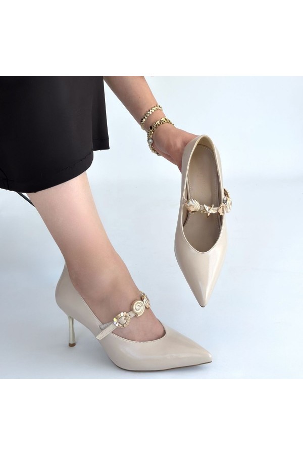 Conne Bej Cilt Stiletto Ayakkabı Conne Bej Cilt Stiletto Ayakkabı