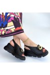 Gwon Siyah Cilt Dolgu Topuk Sandalet Gwon Siyah Cilt Dolgu Topuk Sandalet